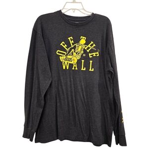 Vans Charcoal Long Sleeve with Yellow Skeleton Graphic Mens Large